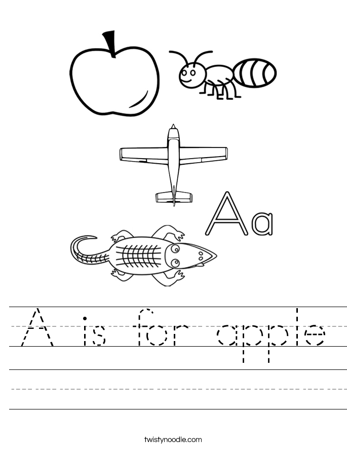 A is for apple Worksheet