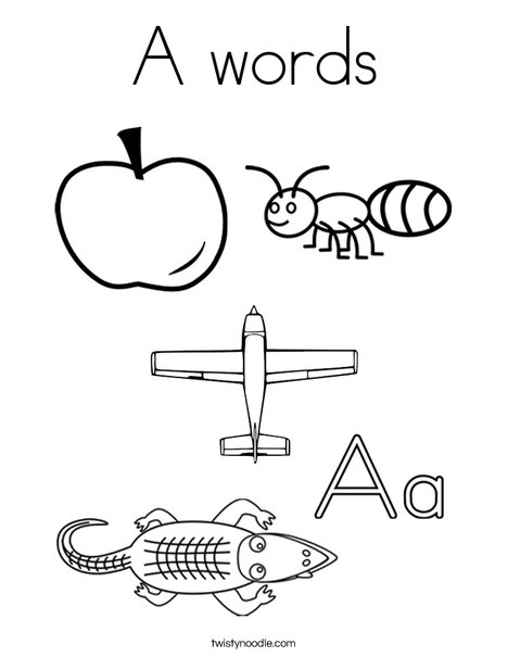 a words coloring page twisty noodle