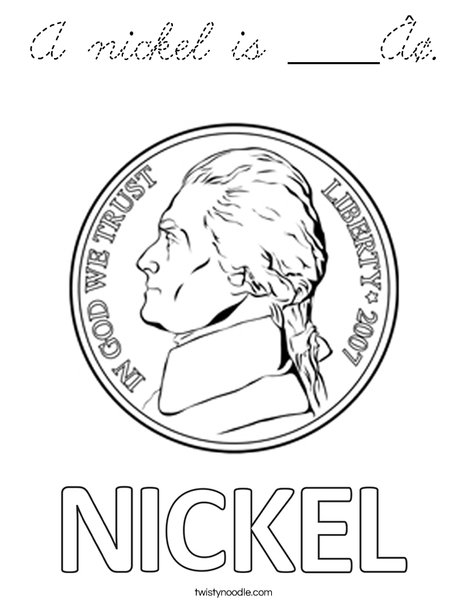 A nickel is ____¢. Coloring Page
