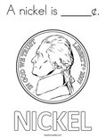 A nickel is _____¢. Coloring Page