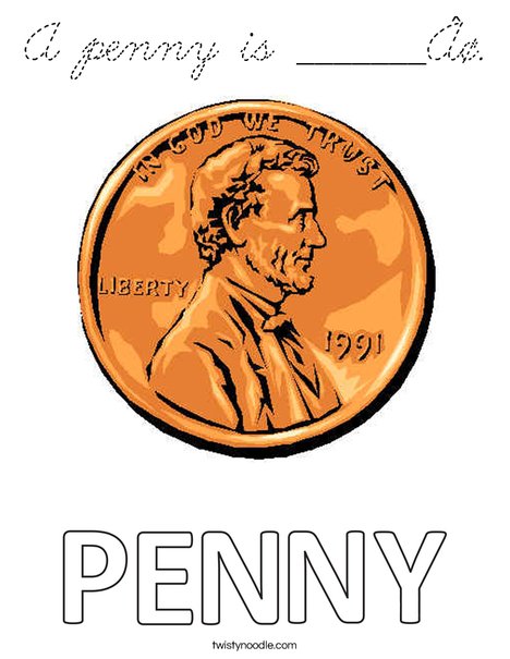 A penny is ______¢. Coloring Page