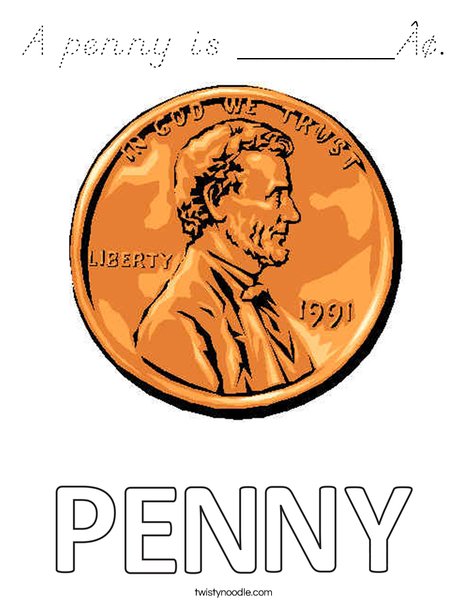 A penny is ______¢. Coloring Page