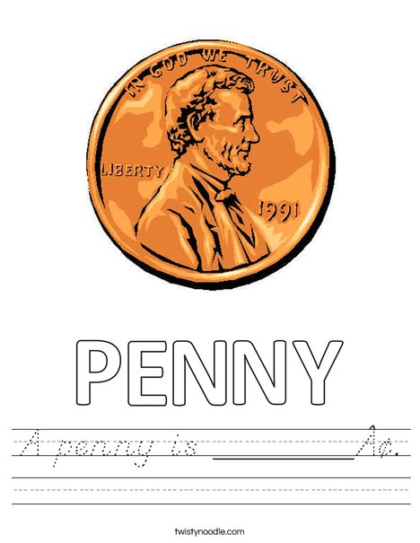 A penny is ______¢. Worksheet