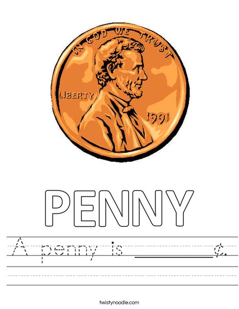 A penny is ______¢. Worksheet