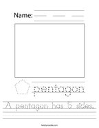 A pentagon has 5 sides Handwriting Sheet