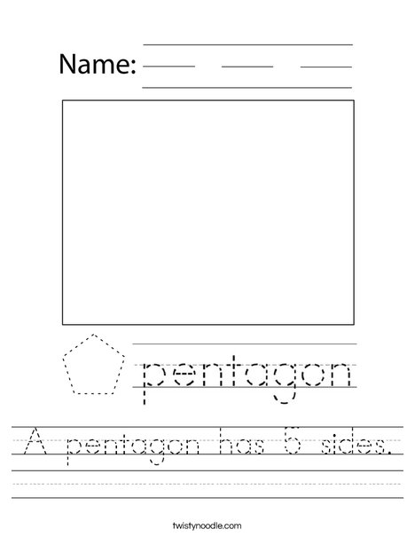 A pentagon has 5 sides. Worksheet