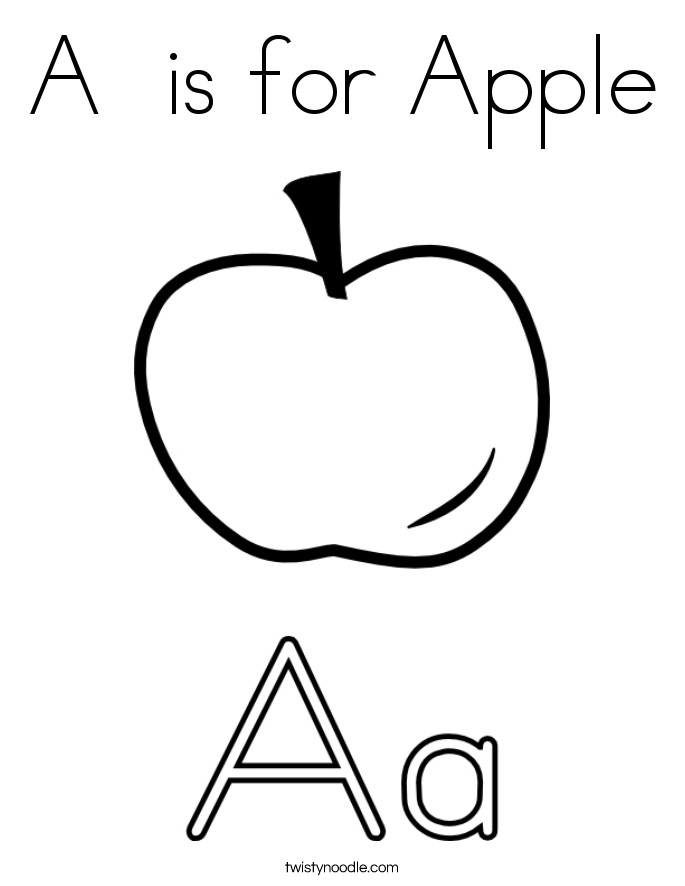 A  is for Apple Coloring Page