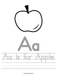 Aa is for Apple Worksheet