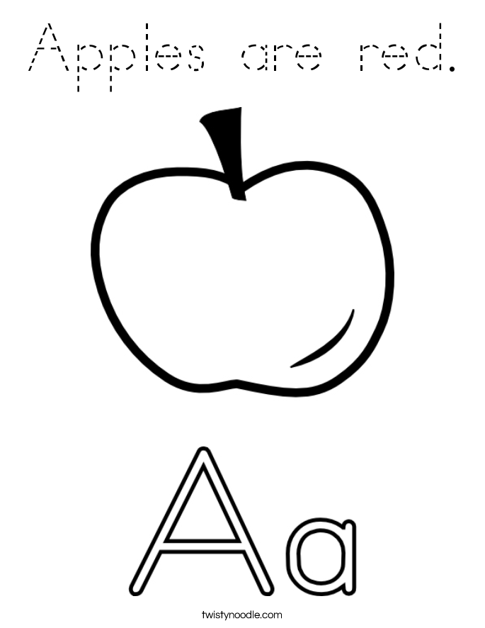 Apples are red. Coloring Page