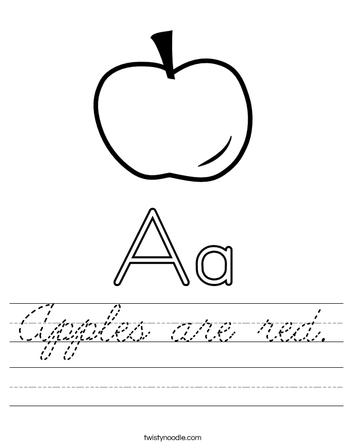 Apples are red. Worksheet