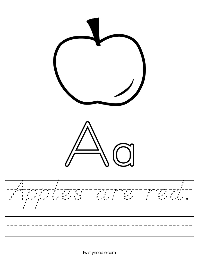 Apples are red. Worksheet