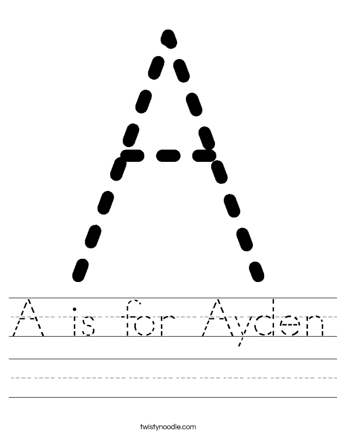 A is for Ayden Worksheet