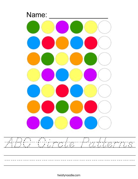 abc circle patterns worksheet dnealian twisty noodle