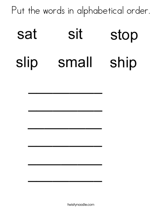 Put the words in alphabetical order. Coloring Page