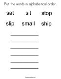 Put the words in alphabetical order Coloring Page