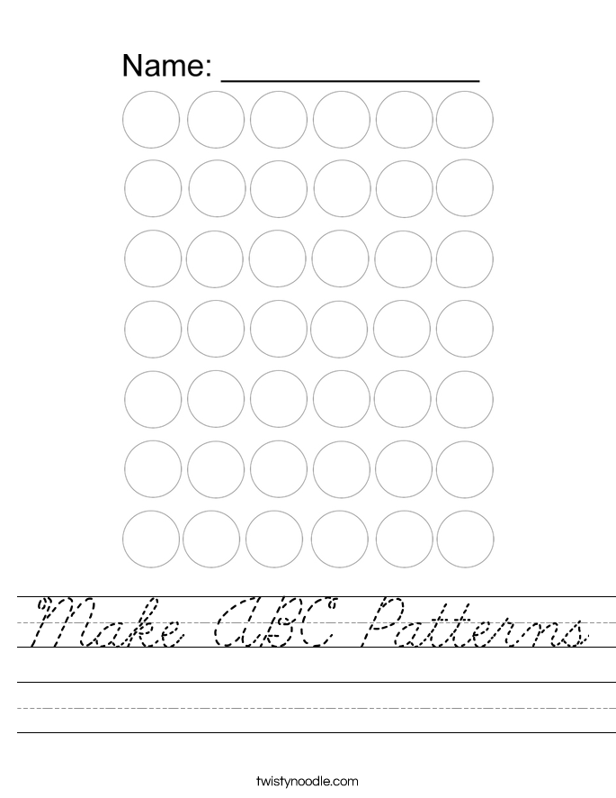 make abc patterns worksheet cursive twisty noodle