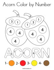 Acorn Color by Number Coloring Page