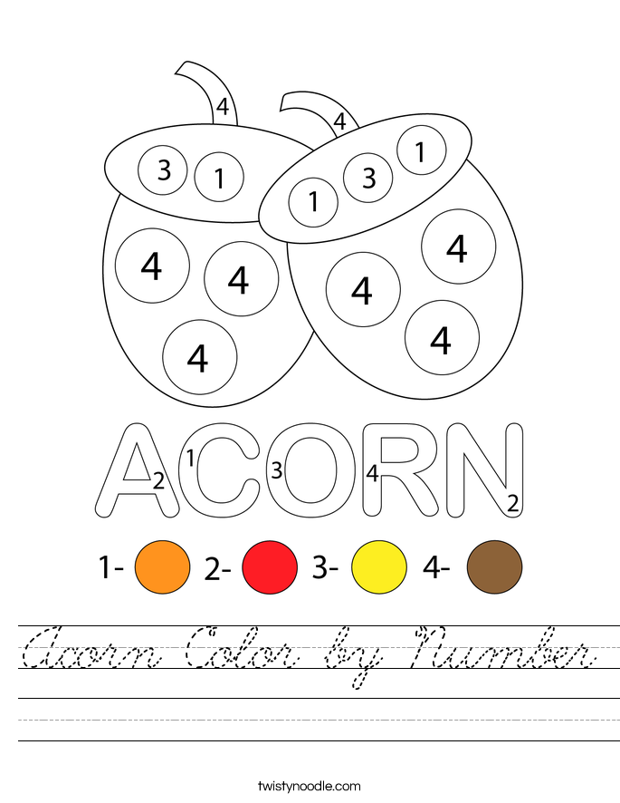 Acorn Color by Number Worksheet