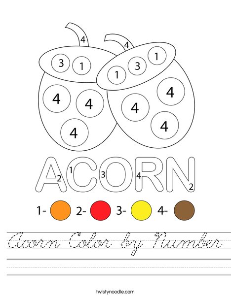 Acorn Color by Number Worksheet