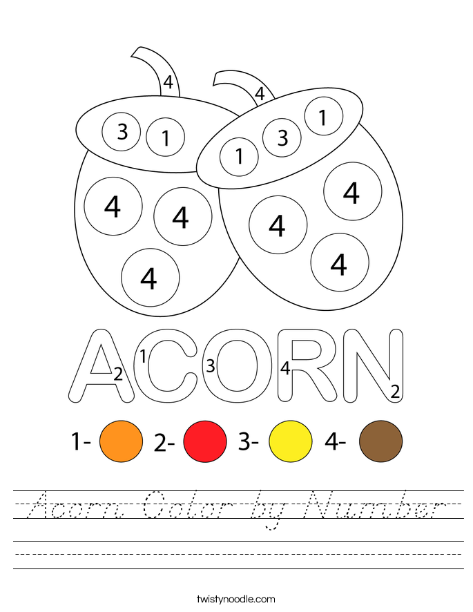 Acorn Color by Number Worksheet