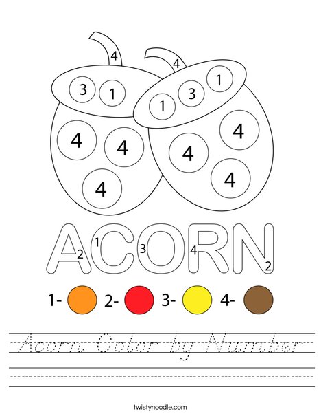 Acorn Color by Number Worksheet