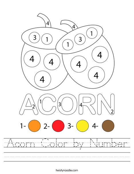 Acorn Color by Number Worksheet