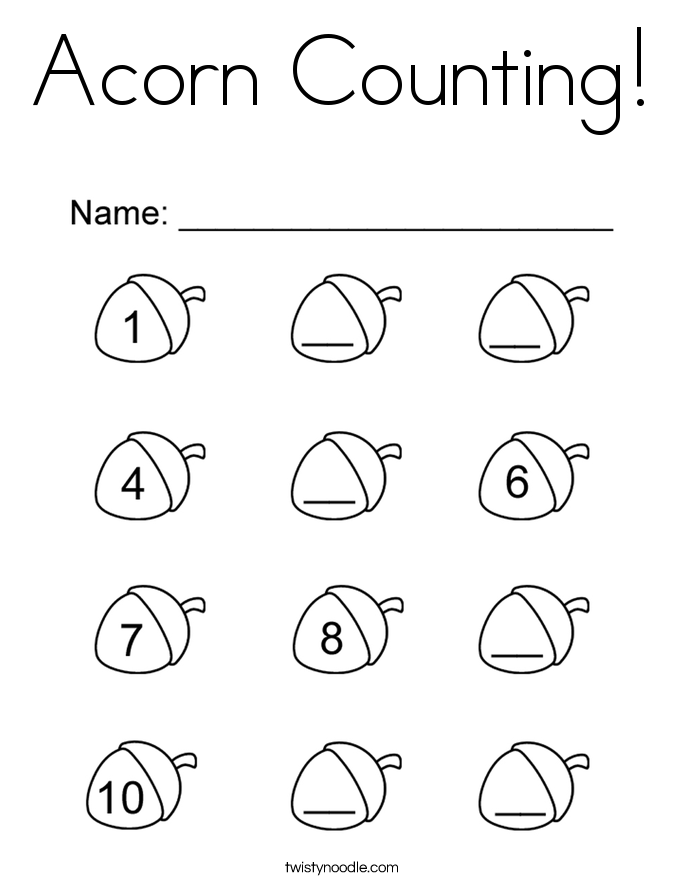 Acorn Counting! Coloring Page