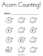 Acorn Counting Coloring Page