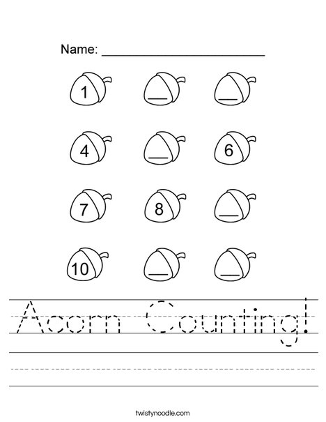 Acorn Counting! Worksheet