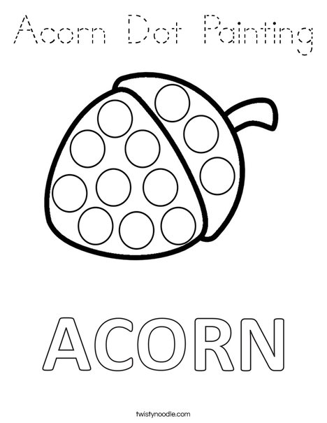 Acorn Dot Painting Coloring Page