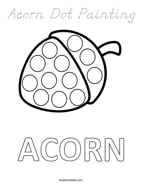 Acorn Dot Painting Coloring Page