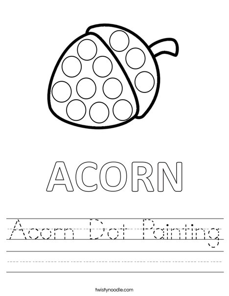 Acorn Dot Painting Worksheet