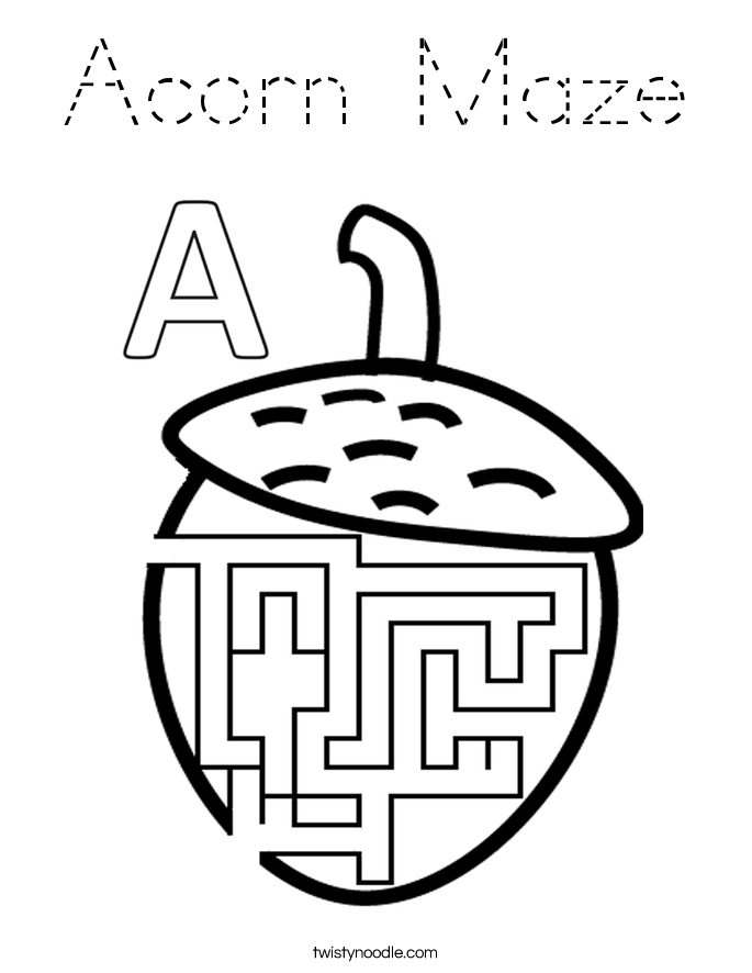 Acorn Maze Coloring Page