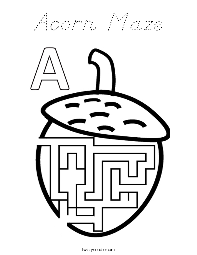 Acorn Maze Coloring Page