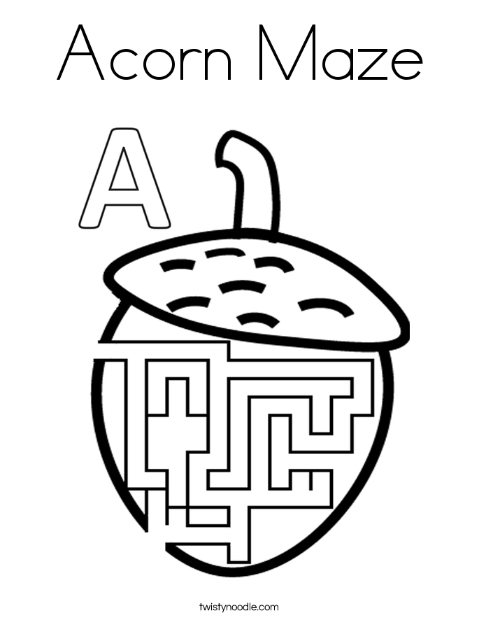 Acorn Maze Coloring Page
