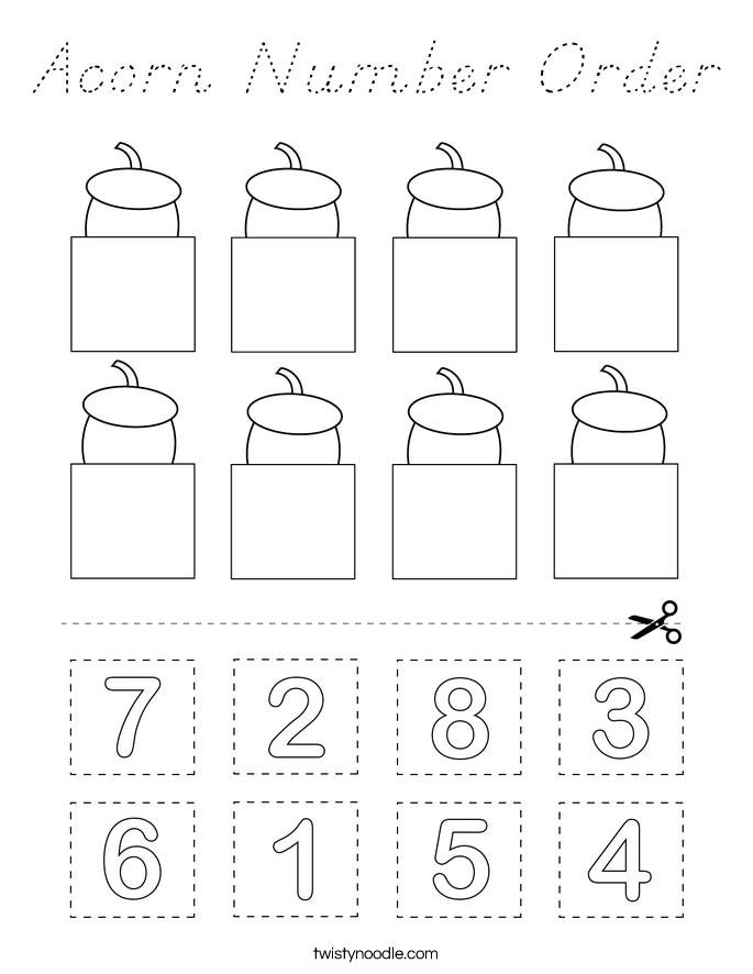 Acorn Number Order Coloring Page