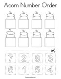 Acorn Number Order Coloring Page