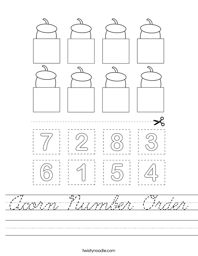 Acorn Number Order Worksheet