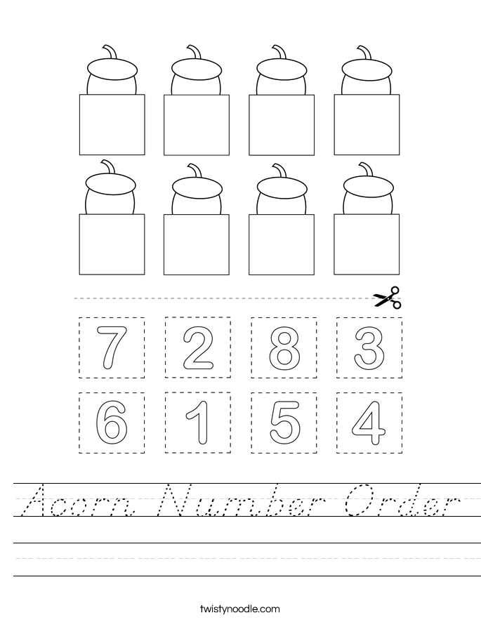 Acorn Number Order Worksheet