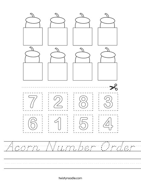 Acorn Number Order Worksheet