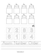 Acorn Number Order Handwriting Sheet