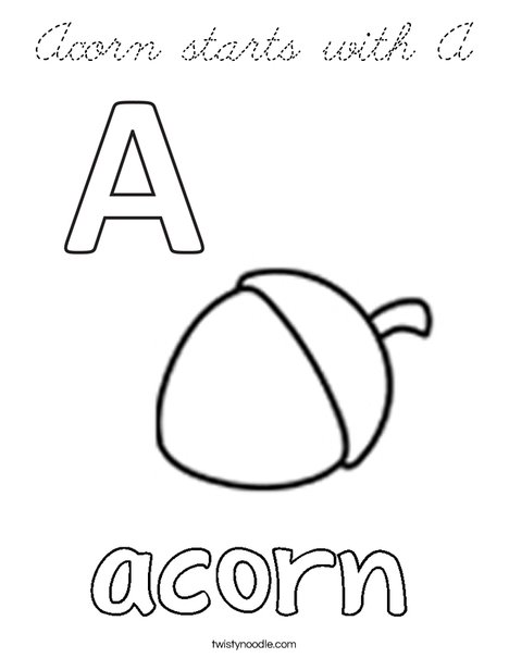 Acorn starts with A. Coloring Page