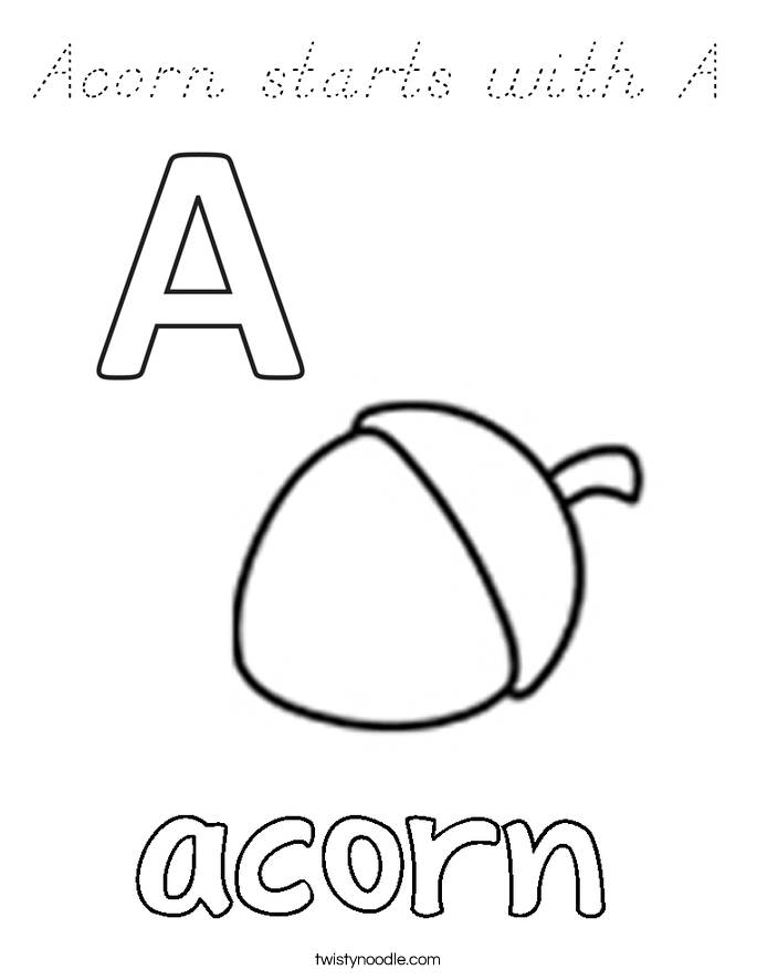 Acorn starts with A Coloring Page