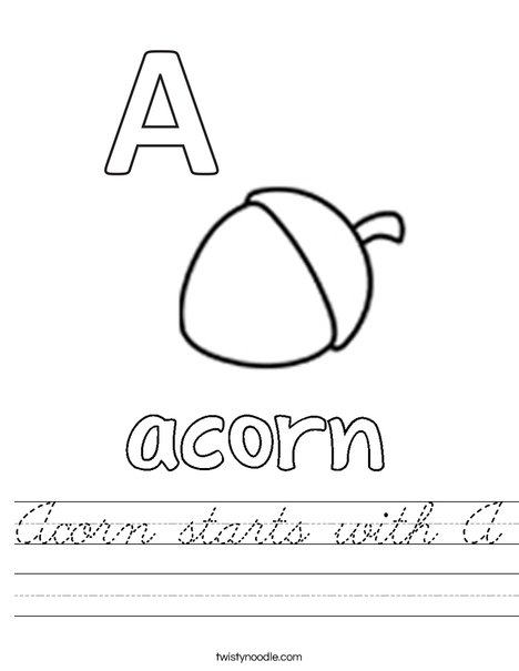 Acorn starts with A. Worksheet