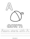 Acorn starts with A Worksheet
