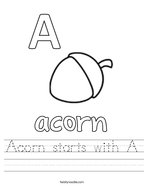 Acorn starts with A Handwriting Sheet