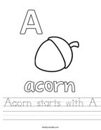 printable worksheet letter a Acorn starts with A Handwriting Sheet