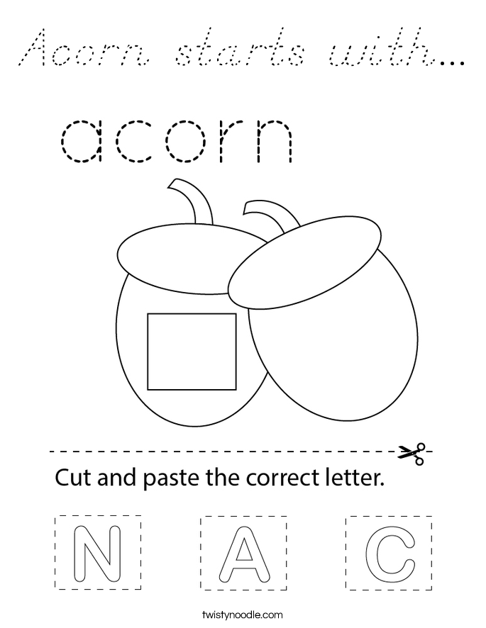 Acorn starts with... Coloring Page