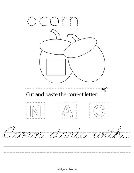 Acorn starts with... Worksheet