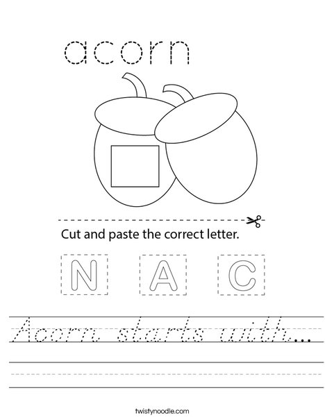 Acorn starts with... Worksheet